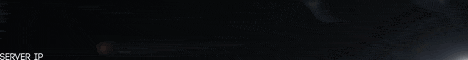 An animated banner with the server name rendered in